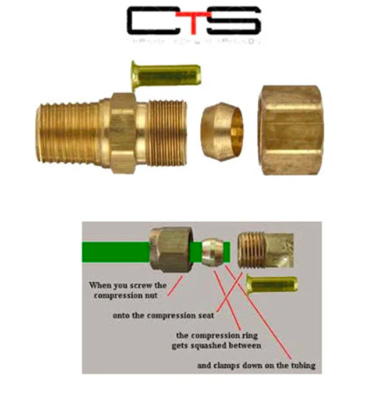 COMPRESSION Male Connector 1/2" Tube To 3/8" Male NPT - Air Fittings